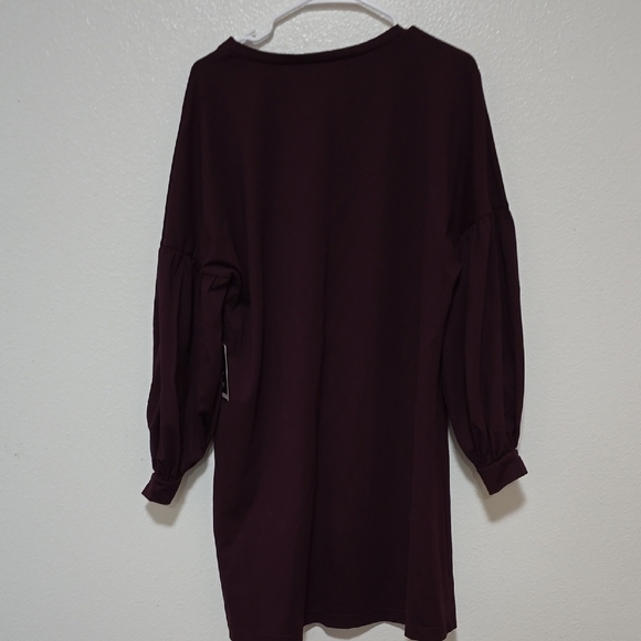 Express Red Sheath Dress with V-Neck and Bishop Sleeves - Picture 5 of 6